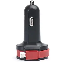 Автомобільний зарядний пристрій Real-El CA-35 (3USBx3.4A) Black/Orange + кабель microUSB - мініатюра 2