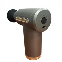 Масажер м'язовий на акумуляторі ручний 4 насадки сірий Fascial Gun - мініатюра 2