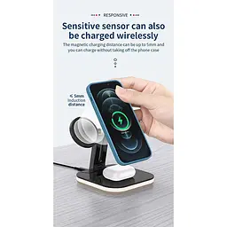 Бездротова зарядна підставка 3-in-1 LED Magnetic wireless charger JYD-WC101 чорна - мініатюра 5