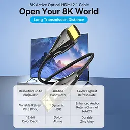 Кабель Vention HDMI-HDMI V 2.1 15 м (ALBBN) - мініатюра 4