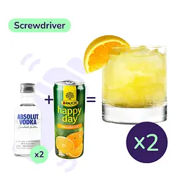 Коктейль Screwdriver (набір інгредієнтів) х2 на основі Absolut