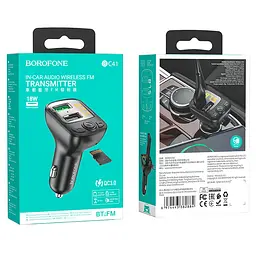 АЗП FM модулятор Borofone BC41 Eminency QC3.0 2USB-A Чорний - мініатюра 6