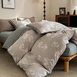 Постельное белье двоспальное с текстурой льна и с простыню на резинке Colorful Home 20519 180х220 см