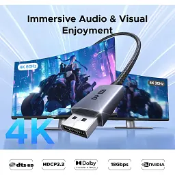 Кабель мультимедійний DisplayPort M to HDMI M 4K60Hz 18Gbps HDR10 3D Ugreen (95418) - мініатюра 4