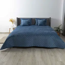 Покривало ТЕП велюрове Velour Ромб круглий 240x260 см синє - мініатюра 2