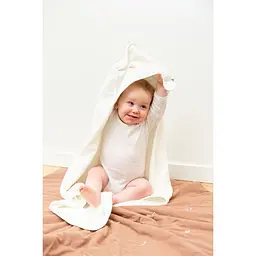 Рушник дитячий Childhome Terry Teddy 80x80 см з капюшоном білий (CCBCJMTB) - мініатюра 5