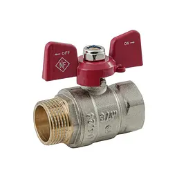 Кран кульовий Nolf Classic NFC.721-08-3/4" FM ГШМ, ручка "метелик" червона NF3127 - мініатюра 3