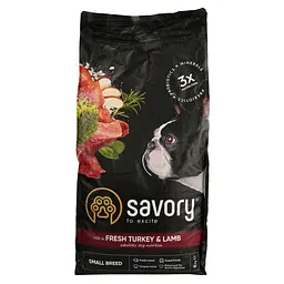 Сухий корм для собак малих порід Savory Small Breed rich in Fresh Turkey&Lamb, зі свіжим м'ясом індички і ягнятиною, 8 кг - мініатюра 2
