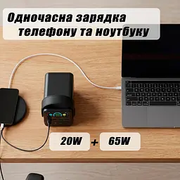 Повербанк O2 Project 60000 mAh 100W для Ноутбука Макбука Зарядна Станція 6 портів потужний повербанк 65W 20V 5A - мініатюра 4