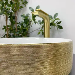 Умивальник VBI Prato gold white накладний VBI-011408, Золотий - мініатюра 6