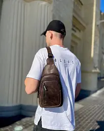 Чоловічий слінг 17х30х6 зі шкіри крейзі хорс для телефону Tiding Bag 6349 коричневий 17 см - мініатюра 8