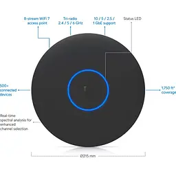 Точка доступу Ubiquiti UniFi U7 Pro XGS Black (U7-PRO-XGS-B) - мініатюра 4