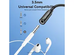 Адаптер USB Type-C Vention USB Type-C to 3.5mm Aluminum Alloy Black (BIIBA) - мініатюра 8