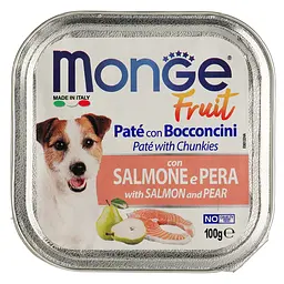 Вологий корм Monge Dog Fruit з лососем та грушею, 100 г (70013246) - мініатюра 2