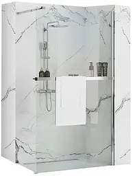 Душова стінка Rea Aero N 110 chrome з полицею Evo REA-K3021 + HOM-08945, прозорий, хром
