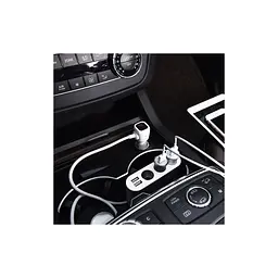 Зарядний пристрій HOCO 2xUSB 10.5 Вт + 3 автомобільні розетки, сріблястий (6957531050896) - мініатюра 5