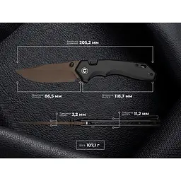 Ніж складаний туристичний Civivi Elite Brova, (8.7 см) CPM S35VN / Aluminum чорний - мініатюра 11