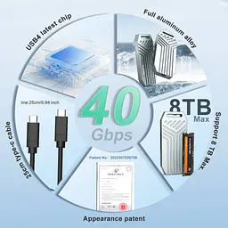 Кишеня зовнішня Maiwo M.2 SSD NVMe 2280 ч-з USB4.0 Type-C 40Gbps (K1695) - мініатюра 8