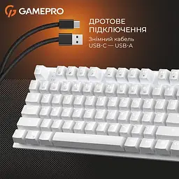Клавіатура дротова GamePro Genesis Joker Outemu Red Swithes USB White (MK124W) - мініатюра 9
