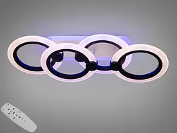Люстра стельова LED Diasha HA8022/2+2BK Ring, 50W, 3200K-6500K, білий акрил, сучасний стиль, з пультом, димером, LED підсвітка