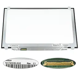 Матриця 17.3" N173HCE-G32 1920х1080, 40pineDP, IPS , 120HZ, колір 16.7M 99% sRGB, LED, SLIM вертикальні вушка, матова, роз'єм зліва внизу для ноутбука