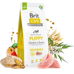 Сухий корм для цуценят Brit Care Dog Sustainable Puppy, з куркою та комахами, 12 кг - мініатюра 2