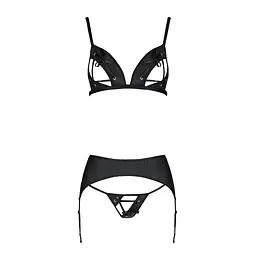 Комплект із еко-шкіри Passion Miley Set black: трусики L/XL - мініатюра 3