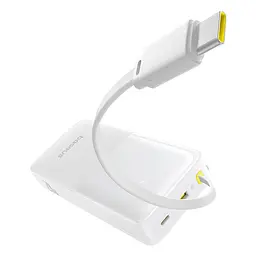 Зовнішній акумулятор Baseus Bipow 2 Digital Display Power Bank With Built-in USB-C Cable 20000mah 20W Moon White (P10077101213-01) - мініатюра 3