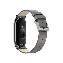 Шкіряний ремінець для XiaomiBand 8 Темно-сірий - мініатюра 2
