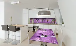 Вінілова наклейка на стіл Бузок Акварель ПВХ плівка букети фіолетовий 60х120 см Happy Pocket Z180329