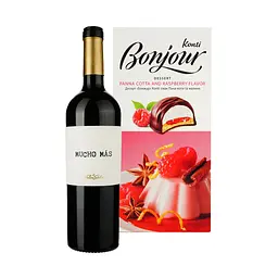 Набір: Вино Mucho Mas Tinto червоне напівсухе 0.75 л + Десерт Konti Bonjour зі смаком Паннакотта та малина 232 г
