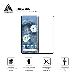 Захисне скло на Google Pixel 8 Pro з олеофобним покриттям, Pro, повне проклеювання, антистатичний і пиловідштовхуючий шар, 9H, самоклеючеся, 2.5D, на весь екран, антистатичний клей, ArmorStandart (ARM72908) - мініатюра 2