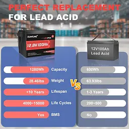 Акумулятор Dumfume LiFePO4 12V (12.8V/100Ah/1280Wh) (Dum-12,8V/100Ah-MINI MAX) [164636] - мініатюра 12