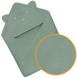 Рушник з капюшоном Lionelo Muslin Hooded Towel Green Forest 80х80 см - мініатюра 3
