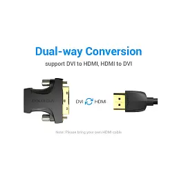 Перехідник HDMI F to DVI M 24+1pin black Vention (AILB0) - мініатюра 2