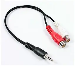 Аудіо-кабель 3,5mm/2xRCA (F) (пальчик-два тюльпана) Gembird (CCA-406), 0.2m Black
