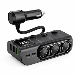 Автомобільний розгалужувач Earldom ET-CS4 120W з 3 прикурювачами та USB