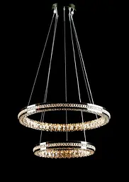 Підвісна двоярусна хромована LED-люстра Splendid Ray L50503J/600+400/2 LED з кришталевими кільцями 60 та 40 см - мініатюра 3