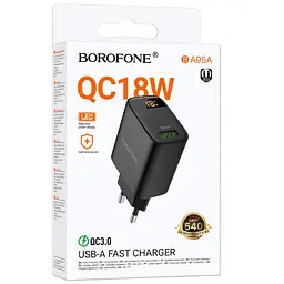 МЗП Borofone BA95A Ilustre QC3.0 (1USB-A) Black - мініатюра 2