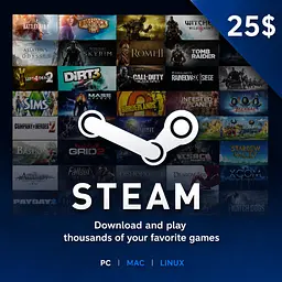 Код активації Steam Gift Card (Стім) на 25 USD US-регіон  