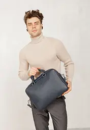 Шкіряна ділова сумка Briefcase 2.0 синій Флотар - мініатюра 7