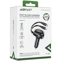 Автозаряджання 3xUSB 53W (2xUSB-C+USB-A) + cable USB-C 2in1 B13 Acefast - мініатюра 5
