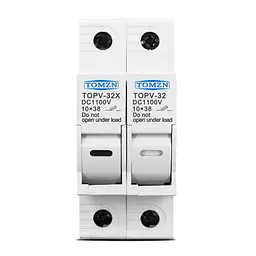 Тримач запобіжників DC TOMZN TOPV-32X 2P 1100V LED із встановленим запобіжником 16A, для сонячних панелей (19621) - мініатюра 2