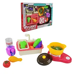 Ігровий набір кухонної зони Funny Play House з плитою, мийкою та продуктами (345-19B)
