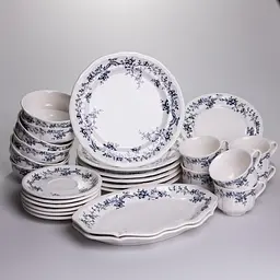 Столовий набір посуду Yiwu Vintage YY78-10A фарфоровий, 32 предмети на 6 персон, синій візерунок - мініатюра 10