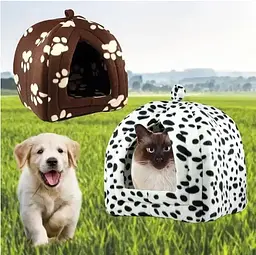 Будиночок для домашніх тварин pet hut white, Будиночок лежанка для маленького собаки, Затишний будиночок для кота - мініатюра 2