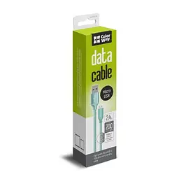 Кабель USB 2.0 AM - microUSB (5P), 2 м, світло-зелений, ColorWay, 2.4A (CW-CBUM009-MT)