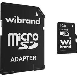 microSDHC Wibrand 4Gb class 4 (adapter SD) - мініатюра 1