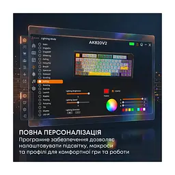 Клавіатура Ajazz AK820 V2 Coconut Flake Switch Wireless/Bluetooth/USB UA Purple/White/Blue (AK820-V2-CF-PWB) - мініатюра 2