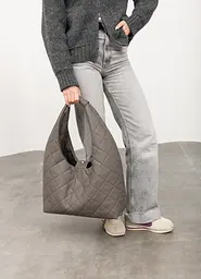 Жіноча сумка Sambag HOBO L сіра строчена 34 х 37 х 16 см (53300039) - мініатюра 7